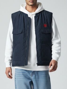 Vintage 90’s Air Canada Quilted Work Vest In Nave | Size L